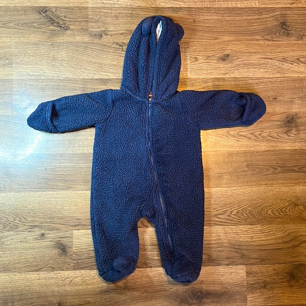 Carter's Navy Blue Fleece Snowsuit Size 3 Month - Picture 1 of 6